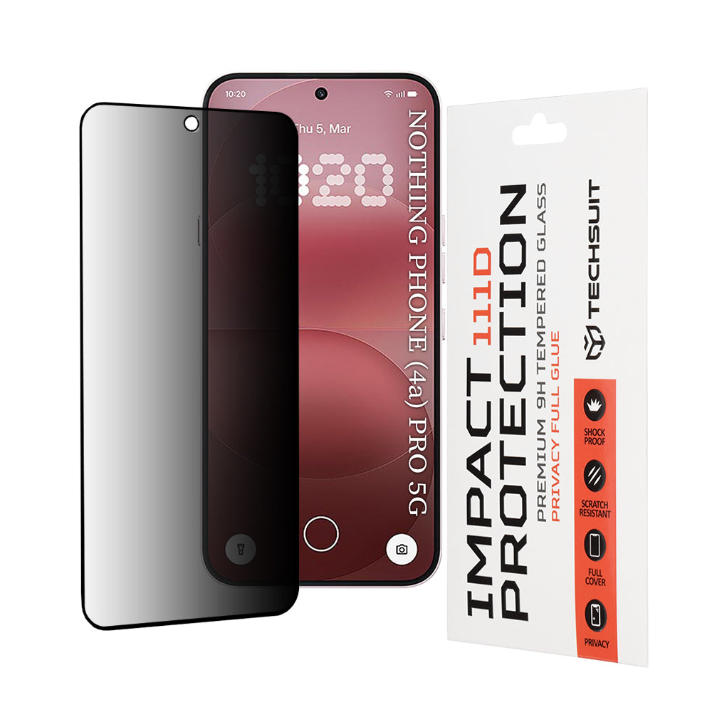 Schutzfolie Privacy Techsuit für Nothing Phone (4a) Pro, gehärtetes Glas, Full Glue, 111D