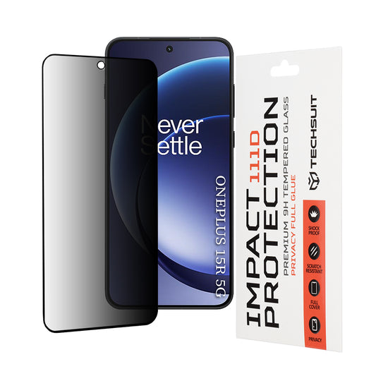 Schutzfolie Privacy Techsuit für OnePlus 15R, gehärtetes Glas, Full Glue, 111D