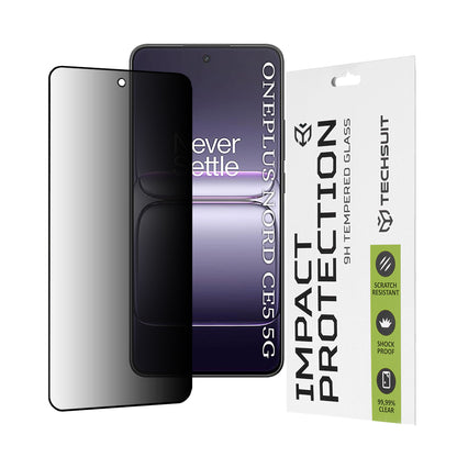 Privacy Techsuit Screen Protector for OnePlus Nord CE5, Tempered Glass, Full Glue, 111D