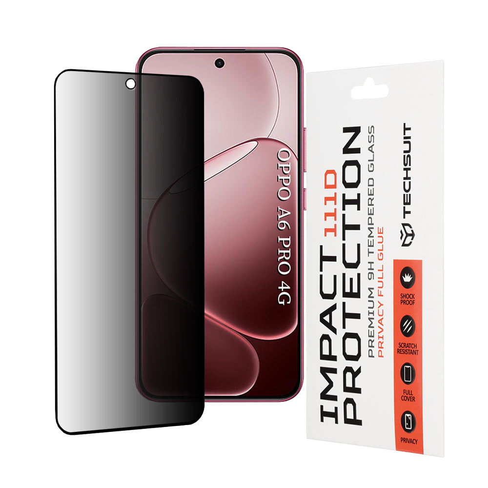 Schutzfolie Privacy Techsuit für Oppo A6 Pro 5G / A6 Pro 4G, gehärtetes Glas, Vollverklebung, 111D