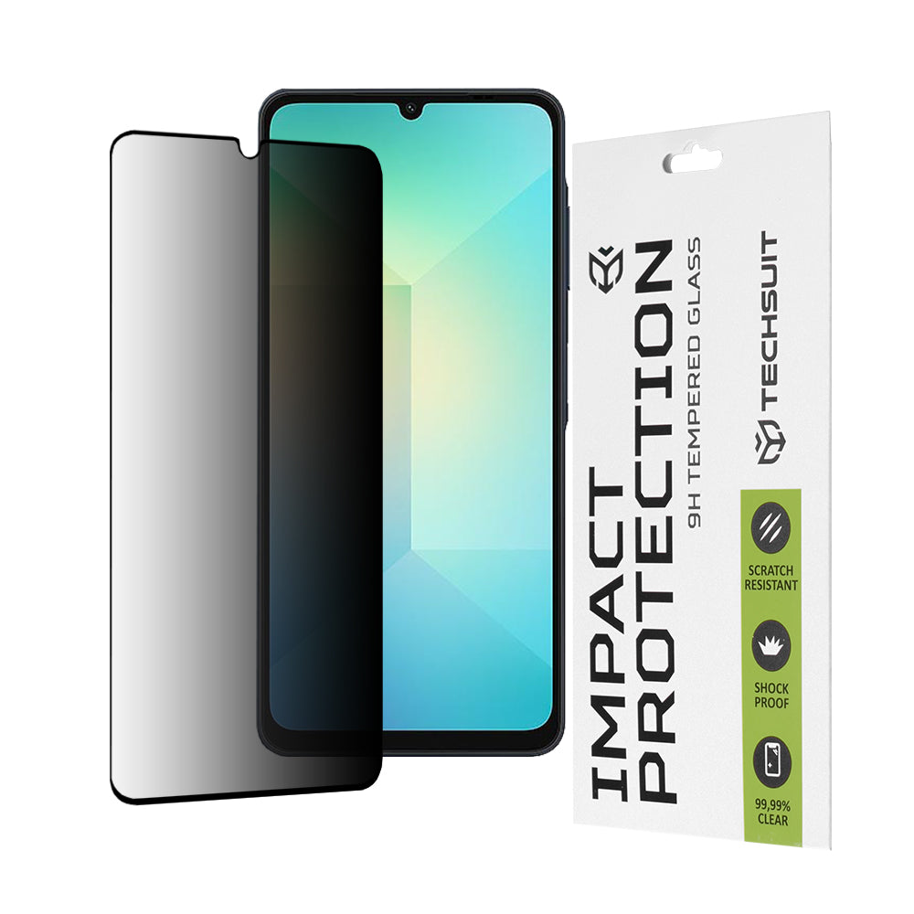 Privacy Techsuit Displayschutzfolie für Samsung Galaxy A06 A065, gehärtetes Glas, Full Glue, 111D