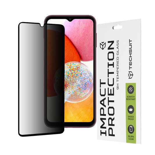 Privacy Techsuit Displayschutzfolie für Samsung Galaxy A14 A145 / A14 5G A146, gehärtetes Glas, Full Glue, 111D