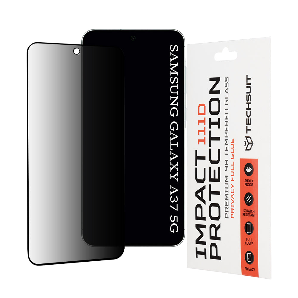 Schutzfolie Privacy Techsuit für Samsung Galaxy A37 5G, gehärtetes Glas, Full Glue, 111D
