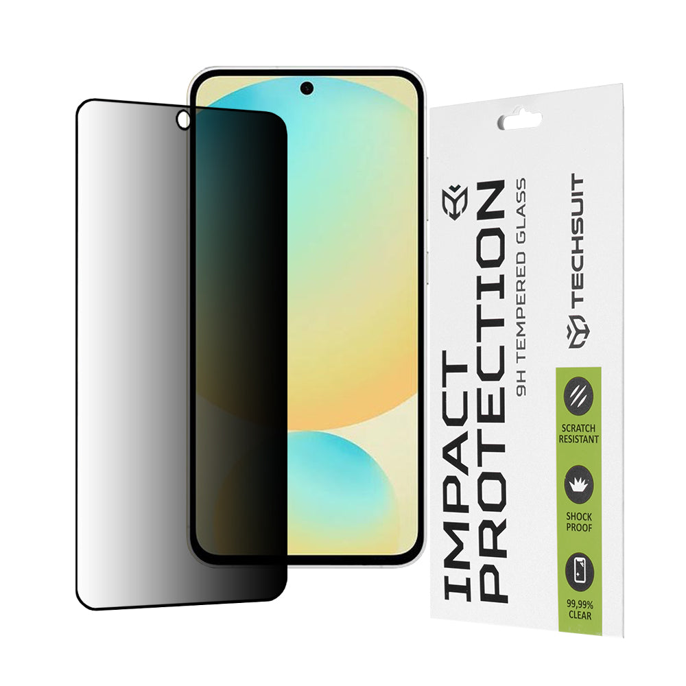 Privacy Techsuit Displayschutzfolie für Samsung Galaxy S24 FE S721, gehärtetes Glas, Full Glue, 111D