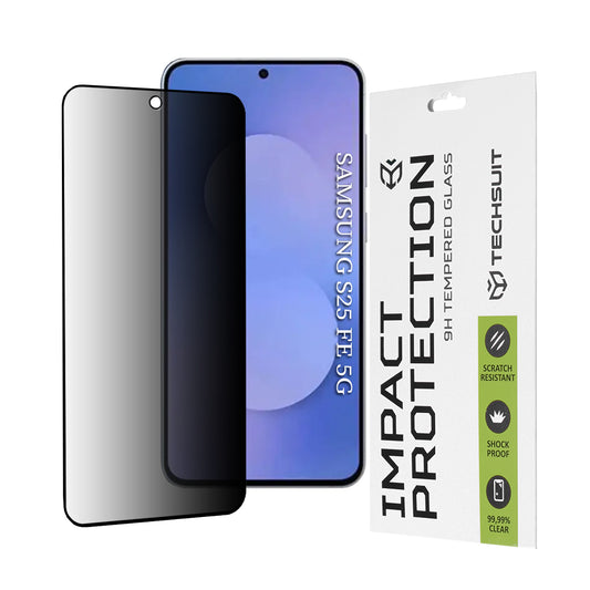 Privacy Techsuit Displayschutzfolie für Samsung Galaxy S25 FE, gehärtetes Glas, Full Glue, 111D