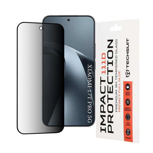 Privacy Techsuit Displayschutzfolie für Xiaomi 17T Pro, gehärtetes Glas, Full Glue, 111D