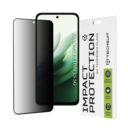 Privacy Techsuit Displayschutzfolie für Xiaomi Redmi 15 5G / 15 4G, gehärtetes Glas, Full Glue, 111D