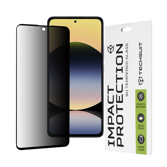 Privacy-Schutzfolie Techsuit für Xiaomi Redmi Note 14 4G (Regional) / Note 14 5G, gehärtetes Glas, Full Glue, 111D