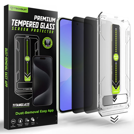 Privacy-Schutzfolie Techsuit TitanGlass CrystalHD für Samsung Galaxy A37 5G / A36 A366, Sicherheitsglas, Vollklebung, 2er-Set