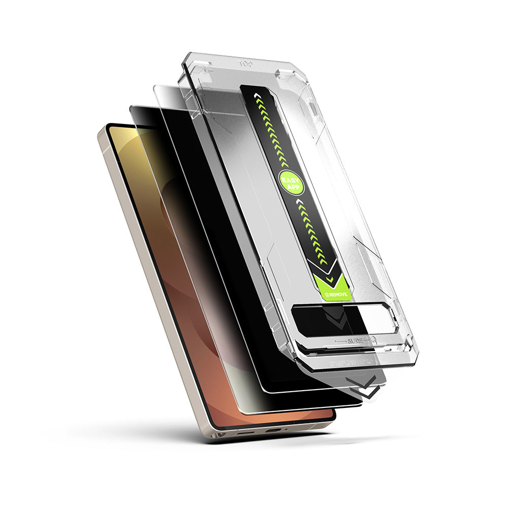 Privacy-Schutzfolie Techsuit TitanGlass CrystalHD für Samsung Galaxy S24 FE S721, Sicherheitsglas, Vollklebung, 2er-Set
