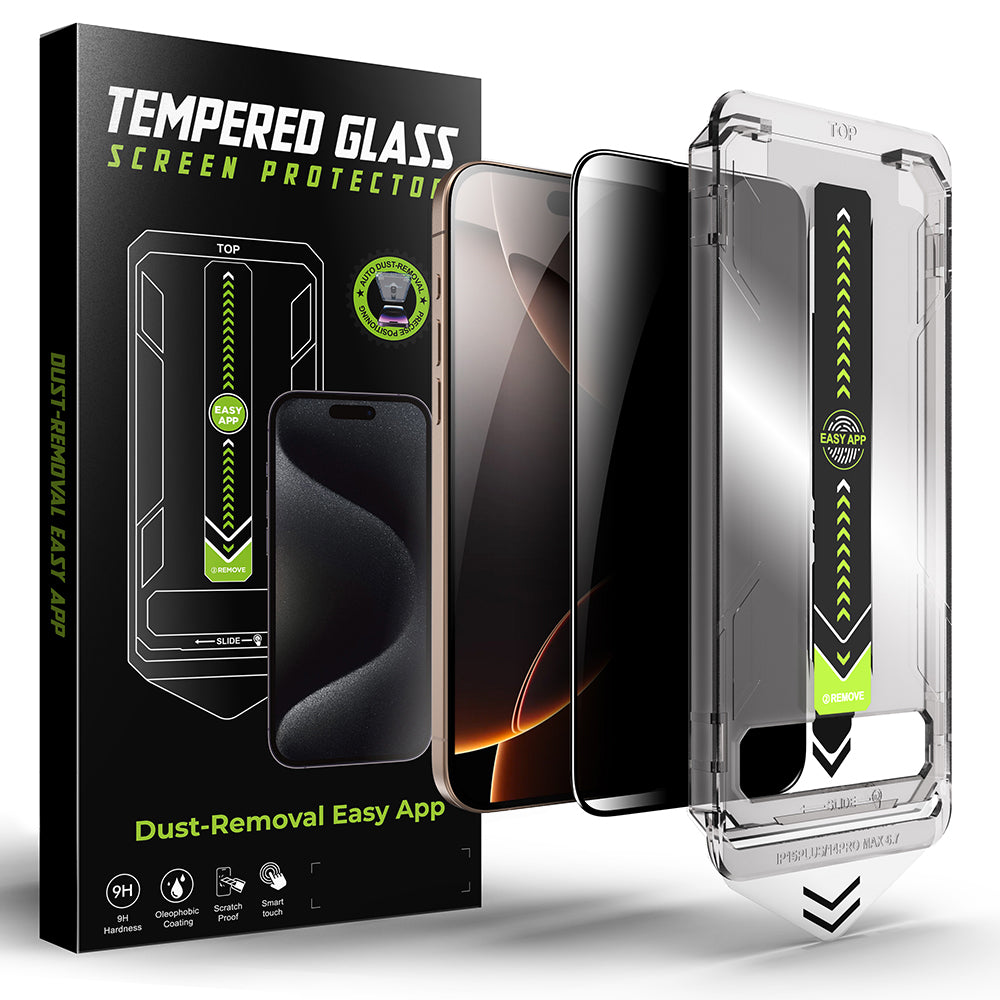 Privacy-Schutzfolie Techsuit TitanGlass für Apple iPhone 15 Pro, Sicherheitsglas, Vollkleber