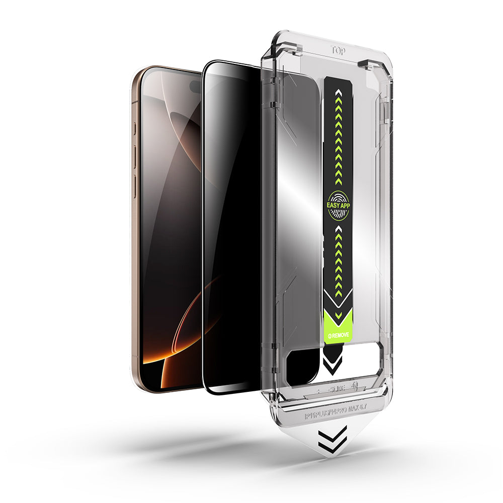Privacy-Schutzfolie Techsuit TitanGlass für Apple iPhone 15 Pro, Sicherheitsglas, Vollkleber