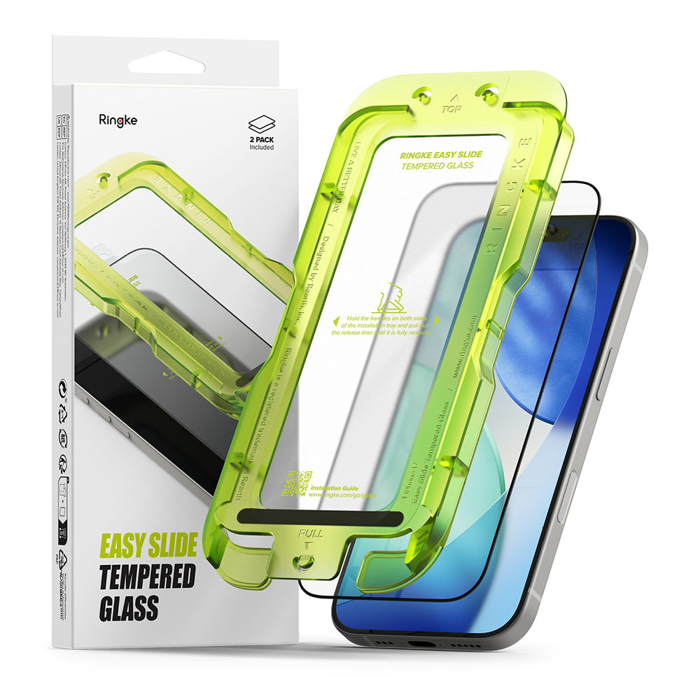 Ringke Easy Slide Displayschutzfolie für Apple iPhone 17 Pro, gehärtetes Glas, Full Glue, 2er Set