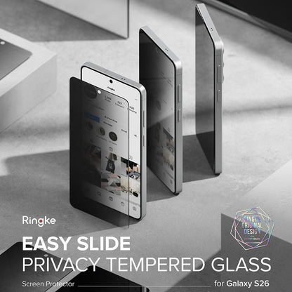 Schutzfolie Ringke Easy Slide für Samsung Galaxy S26 S942, gehärtetes Glas, Vollkleber, Set mit 2 Stück, Schwarz