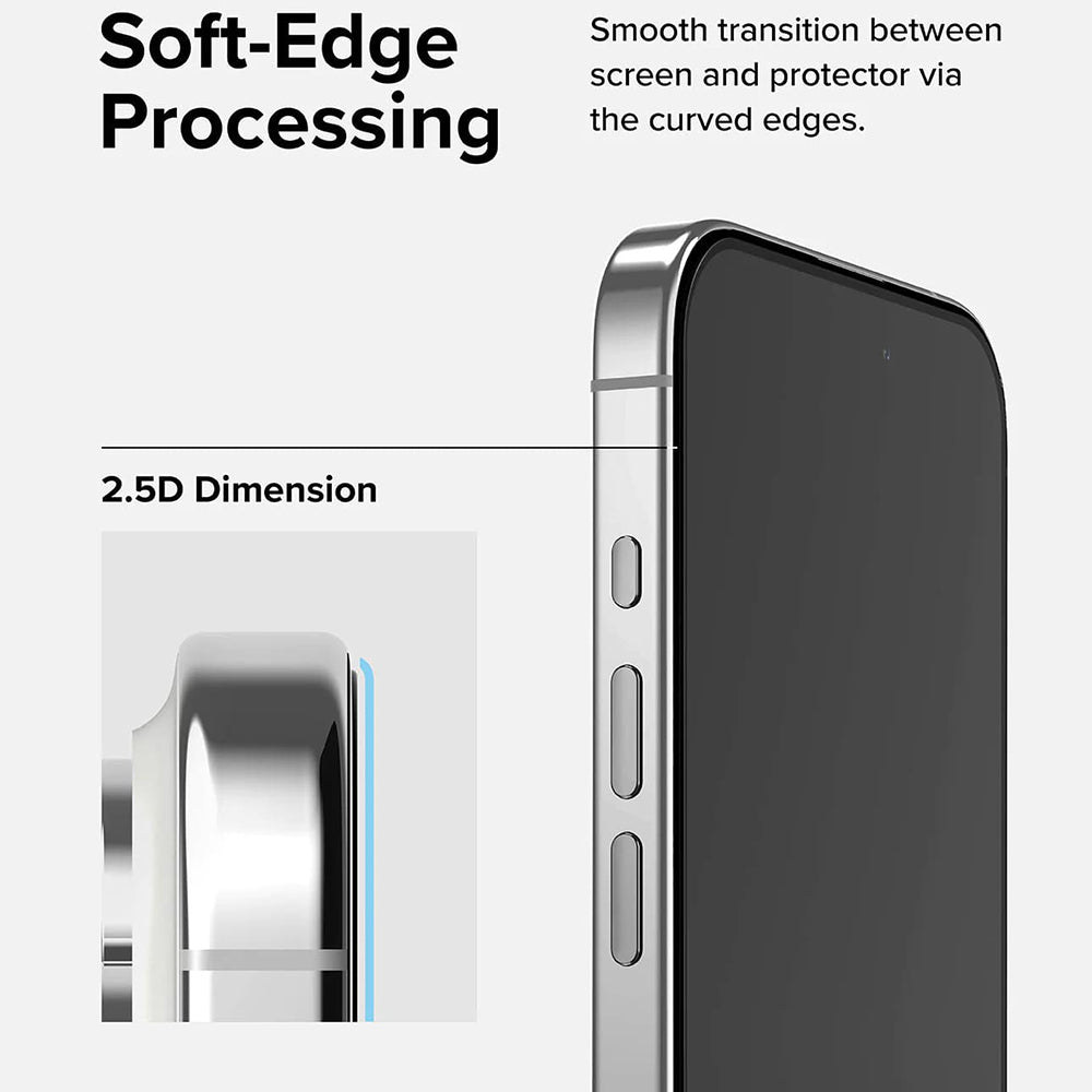 Ringke Displayschutzfolie für Apple iPhone 15 Pro Max, gehärtetes Glas, Full Glue, Schwarz