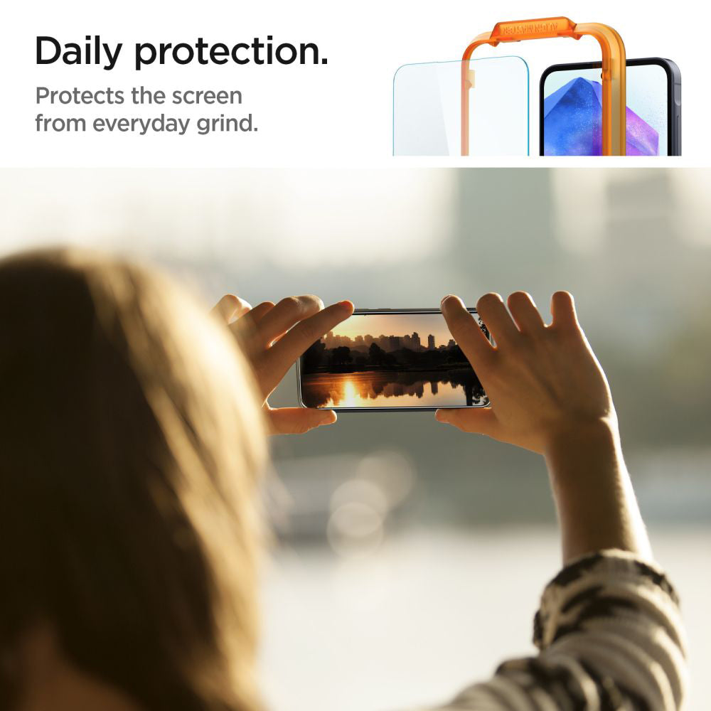 Spigen GlastR Align Master Displayschutzfolie für Samsung Galaxy A55 5G A556, gehärtetes Glas, Full Glue, 2er Set AGL07775