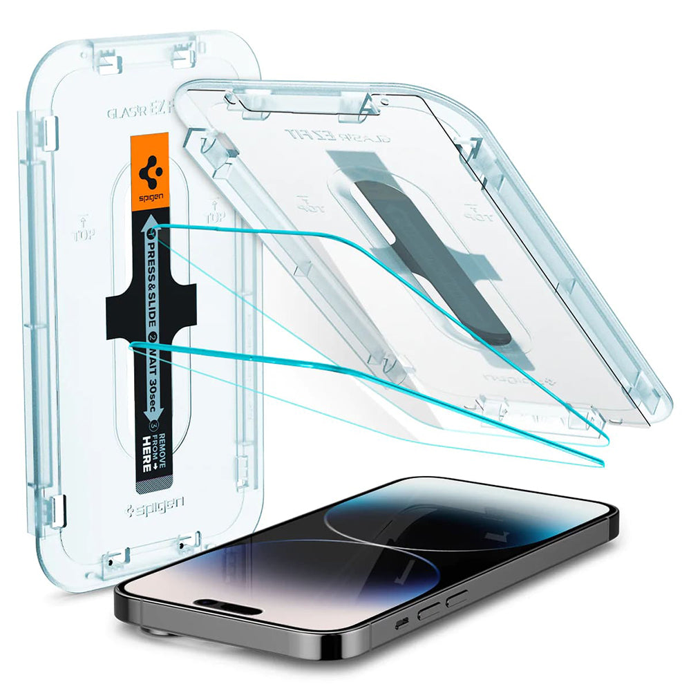 Spigen GlastR EZ FIT Screen Protector for Apple iPhone 14 Pro, Tempered Glass, Full Glue, Set of 2 pieces AGL05214