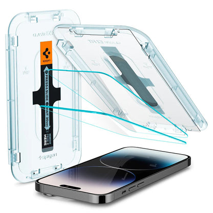 Spigen GlastR EZ FIT Screen Protector for Apple iPhone 14 Pro, Tempered Glass, Full Glue, Set of 2 pieces AGL05214
