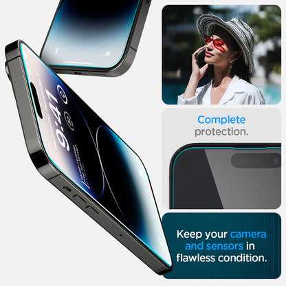 Spigen GlastR EZ FIT Screen Protector for Apple iPhone 14 Pro, Tempered Glass, Full Glue, Set of 2 pieces AGL05214