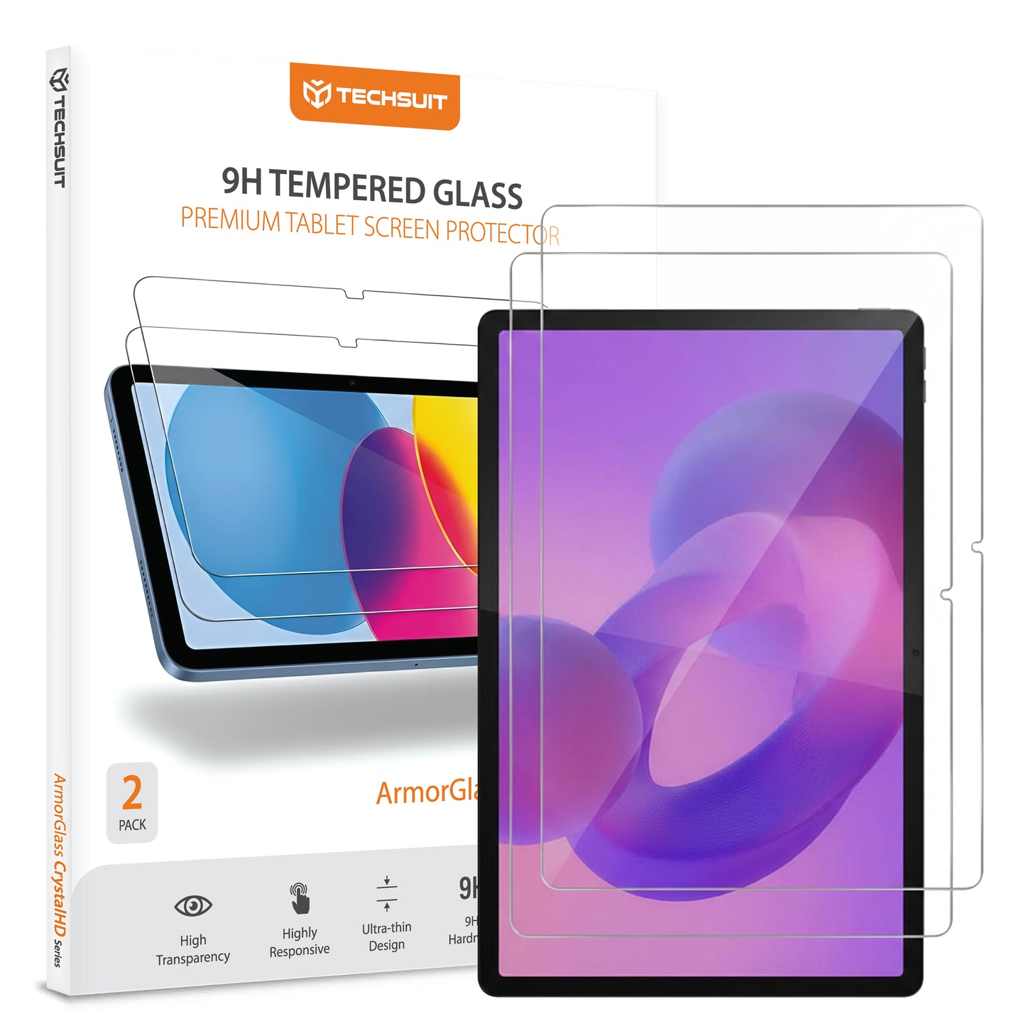 Techsuit ArmorGlass CrystalHD Screen Protector for Lenovo Idea Tab Pro, Tempered Glass, Full Glue, Set of 2 Pieces