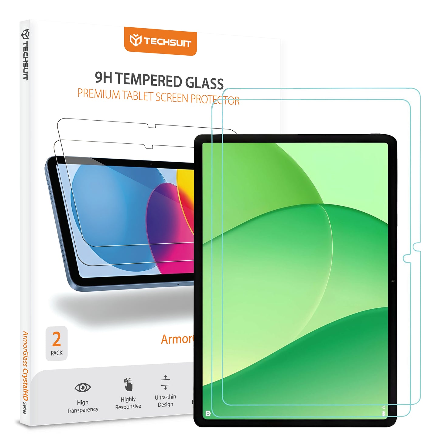 Schutzfolie Techsuit ArmorGlass CrystalHD für OnePlus Pad Lite / Oppo Pad SE, gehärtetes Glas, Full Glue, Set mit 2 Stück.