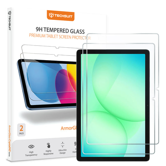 Schutzfolie Techsuit ArmorGlass CrystalHD für Samsung Galaxy Tab A11+ / Tab A9+, gehärtetes Glas, Full Glue, Set mit 2 Stück