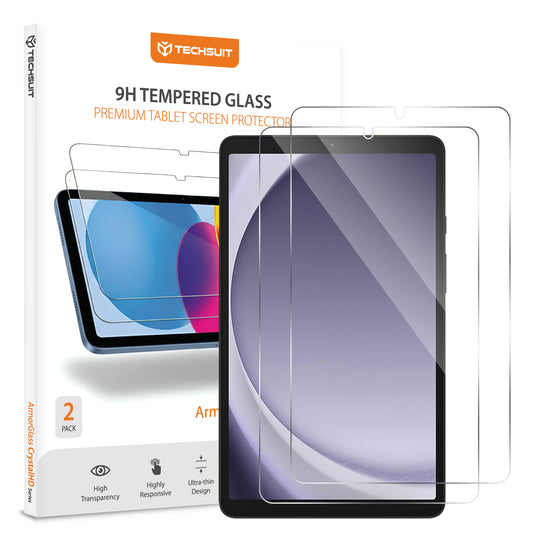 Schutzfolie Techsuit ArmorGlass CrystalHD für Samsung Galaxy Tab A11 / Tab A9, gehärtetes Glas, Full Glue, Set mit 2 Stück