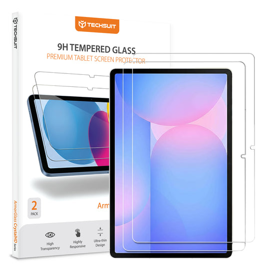 Schutzfolie Techsuit ArmorGlass CrystalHD für Samsung Galaxy Tab S10 FE+, gehärtetes Glas, Full Glue, Set mit 2 Stück