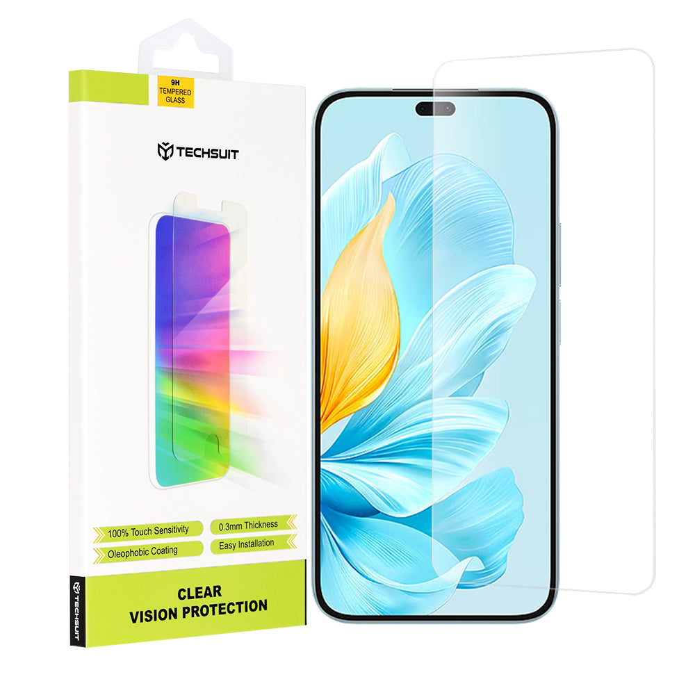 Techsuit Clear Vision Displayschutzfolie für Honor 200 Lite, gehärtetes Glas, Full Glue