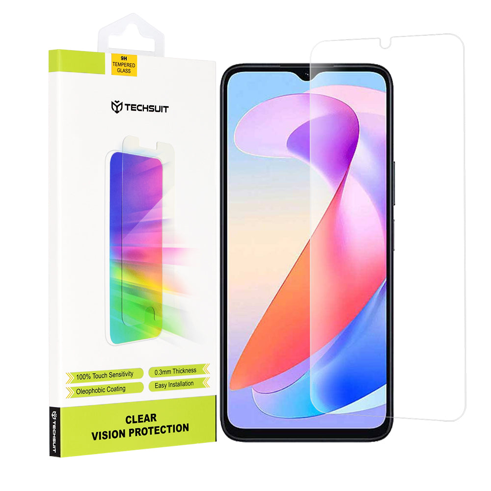 Techsuit Clear Vision Displayschutzfolie für Honor X6a, gehärtetes Glas, Full Glue