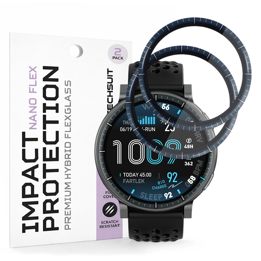 Schutzfolie Techsuit Nano Flex für Amazfit Active Max, Kunststoff, Set 2 Stück, Schwarz
