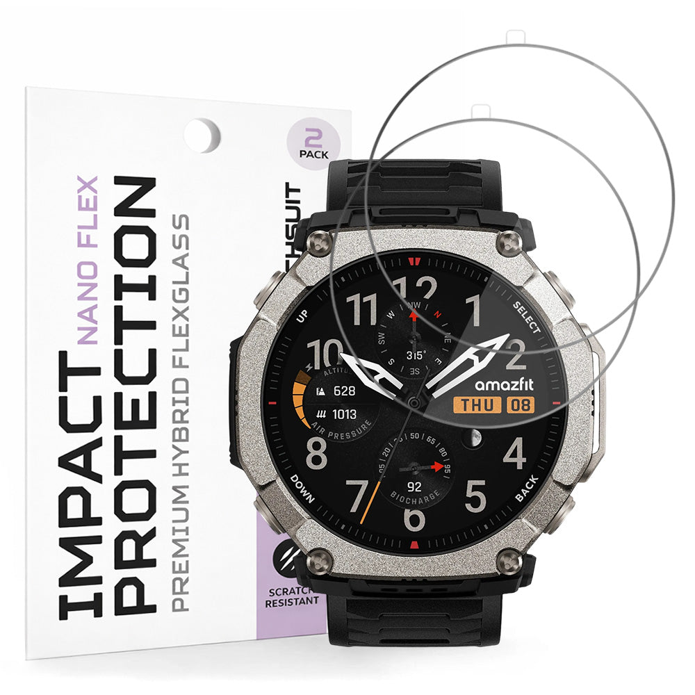 Schutzfolie Techsuit Nano Flex für Amazfit T-Rex Ultra 2, Kunststoff, Set 2 Stück, Schwarz