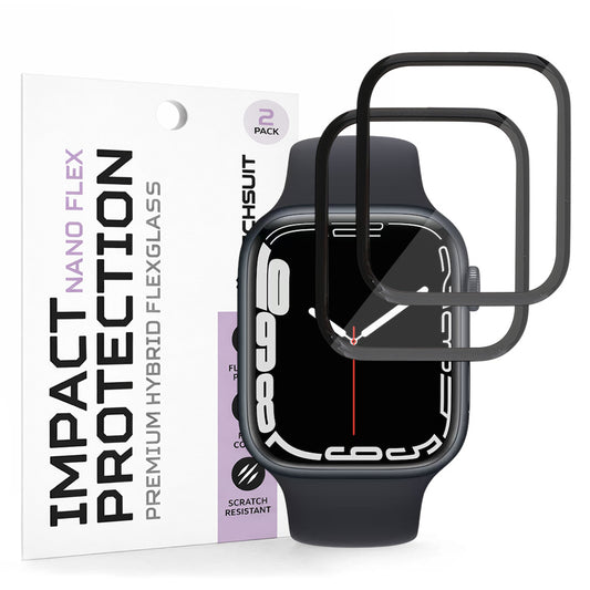 Schutzfolie Techsuit Nano Flex für Apple Watch Series 9 / 8 / 7 41mm, Kunststoff, Set 2 Stück, Schwarz