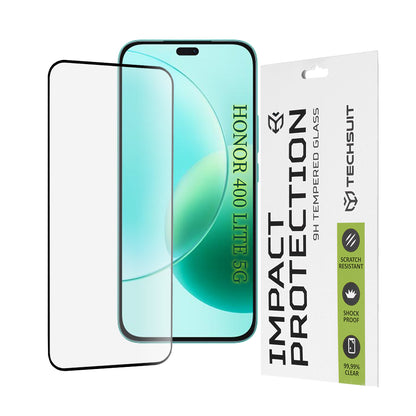 Techsuit Displayschutzfolie für Honor 400 Lite / X8c / X8b, gehärtetes Glas, Full Glue, 111D, Schwarz