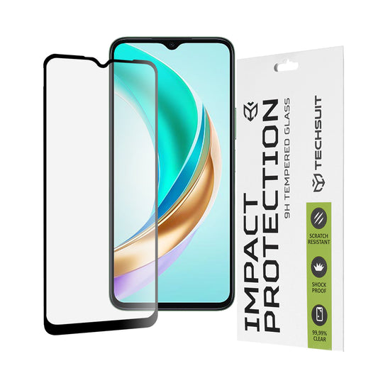 Techsuit Displayschutzfolie für Honor X6b, gehärtetes Glas, Full Glue, 111D, Schwarz