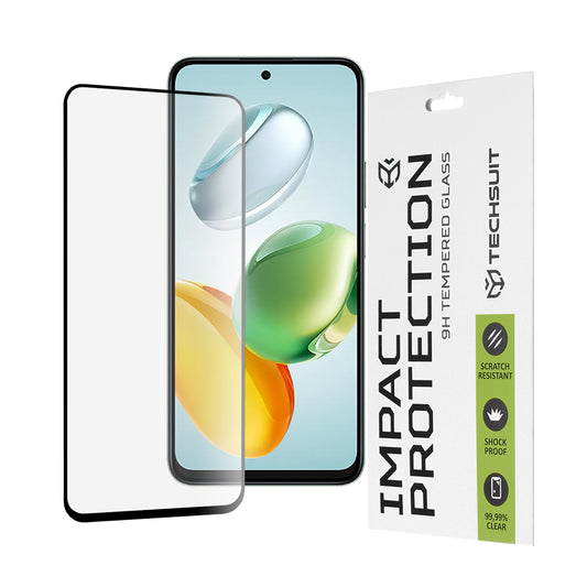 Techsuit Displayschutzfolie für Honor X7c / 200 Smart, gehärtetes Glas, Full Glue, 111D, Schwarz