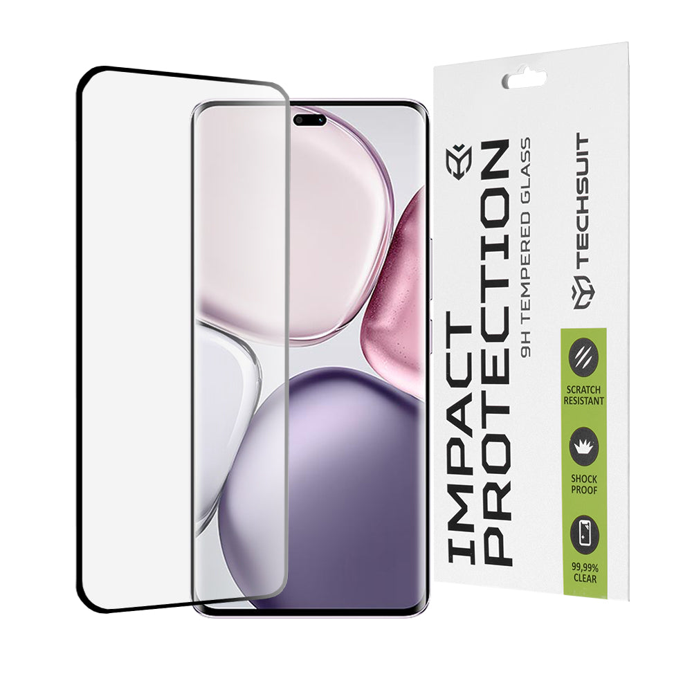 Techsuit Displayschutzfolie für Honor X9c / Magic7 Lite, gehärtetes Glas, Full Glue, 111D, Schwarz
