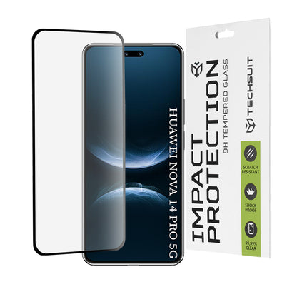 Schutzfolie Techsuit für Huawei nova 14 Pro, gehärtetes Glas, Full Glue, 111D, Schwarz