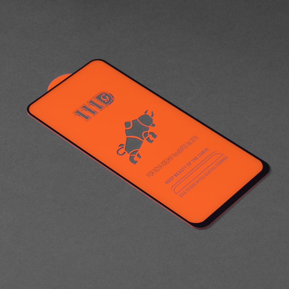Techsuit Displayschutzfolie für Huawei P40 lite 4G / P20 lite (2019), gehärtetes Glas, Full Glue, 111D, Schwarz
