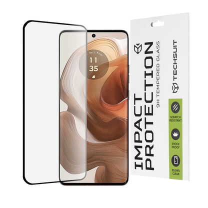 Techsuit Displayschutzfolie für Motorola Edge 50 Ultra, gehärtetes Glas, Full Glue, 111D, Schwarz