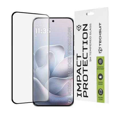Schutzfolie Techsuit für Motorola Edge 70 Fusion, gehärtetes Glas, Full Glue, 111D, Schwarz