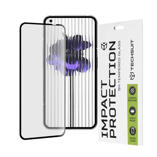 Techsuit Displayschutzfolie für Nothing Phone (1), gehärtetes Glas, Full Glue, 111D, Schwarz