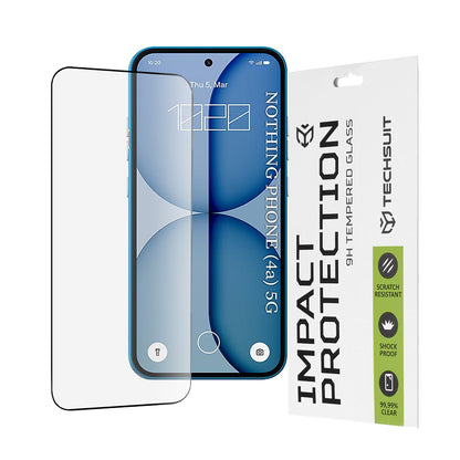 Schutzfolie Techsuit für Nothing Phone (4a), gehärtetes Glas, Full Glue, 111D, Schwarz