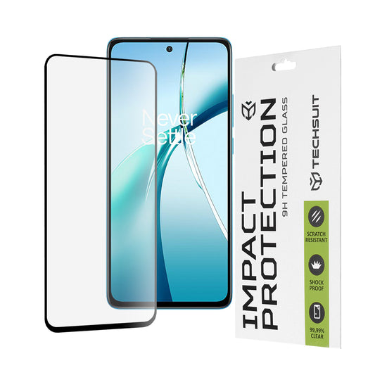 Techsuit Displayschutzfolie für OnePlus Nord CE4 Lite, gehärtetes Glas, Full Glue, 111D, Schwarz