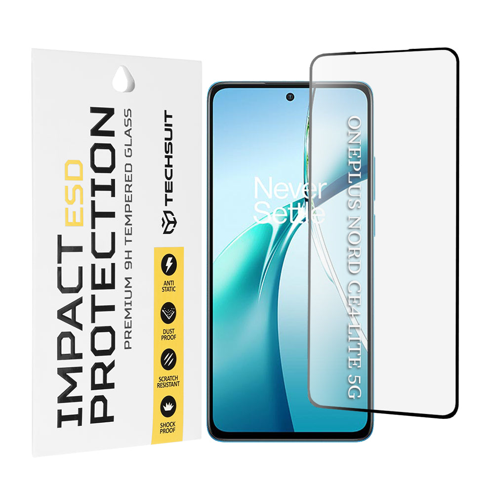 Techsuit Screen Protector Film for OnePlus Nord CE4 Lite, Tempered Glass, Full Glue, Black