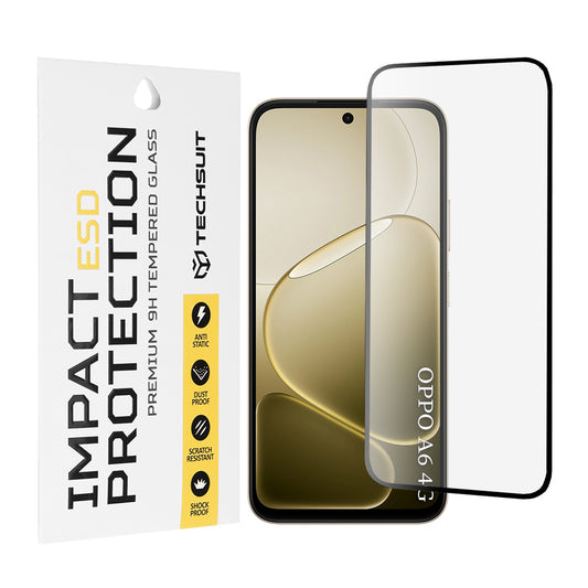 Schutzfolie Techsuit für Oppo A6x 4G / A6x / A6 4G, gehärtetes Glas, vollflächiger Kleber, Schwarz