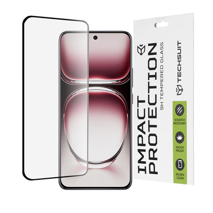 Techsuit Displayschutzfolie für Oppo Reno12 Pro, gehärtetes Glas, Full Glue, 111D, Schwarz