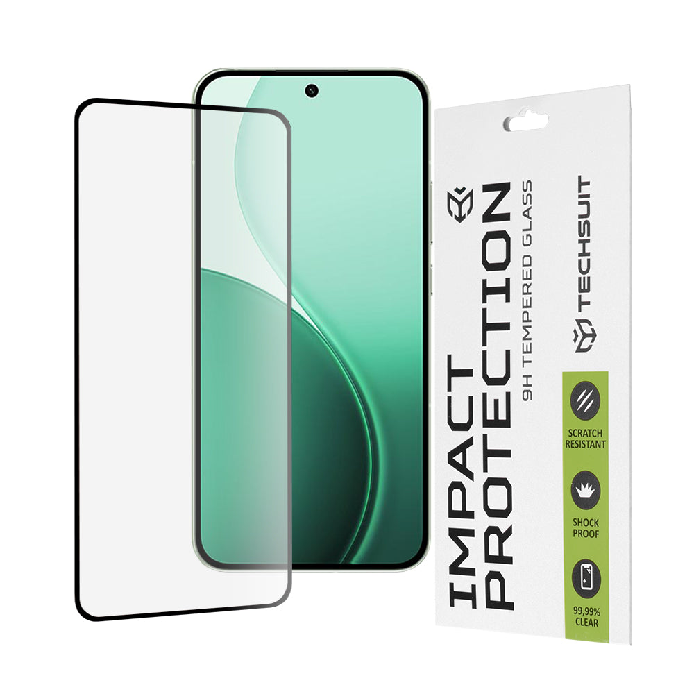 Techsuit Displayschutzfolie für Oppo Reno14, gehärtetes Glas, Full Glue, 111D, Schwarz