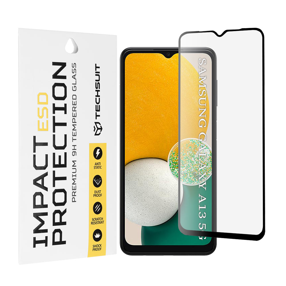 Techsuit Displayschutzfolie für Samsung Galaxy A04 A045 / A04s A047 / A13 5G A136, gehärtetes Glas, Full Glue, Schwarz