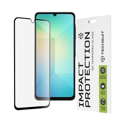Techsuit Displayschutzfolie für Samsung Galaxy A06 A065, gehärtetes Glas, Full Glue, 111D, Schwarz